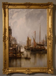 Oil Painting by William Howard "A Busy Quayside"