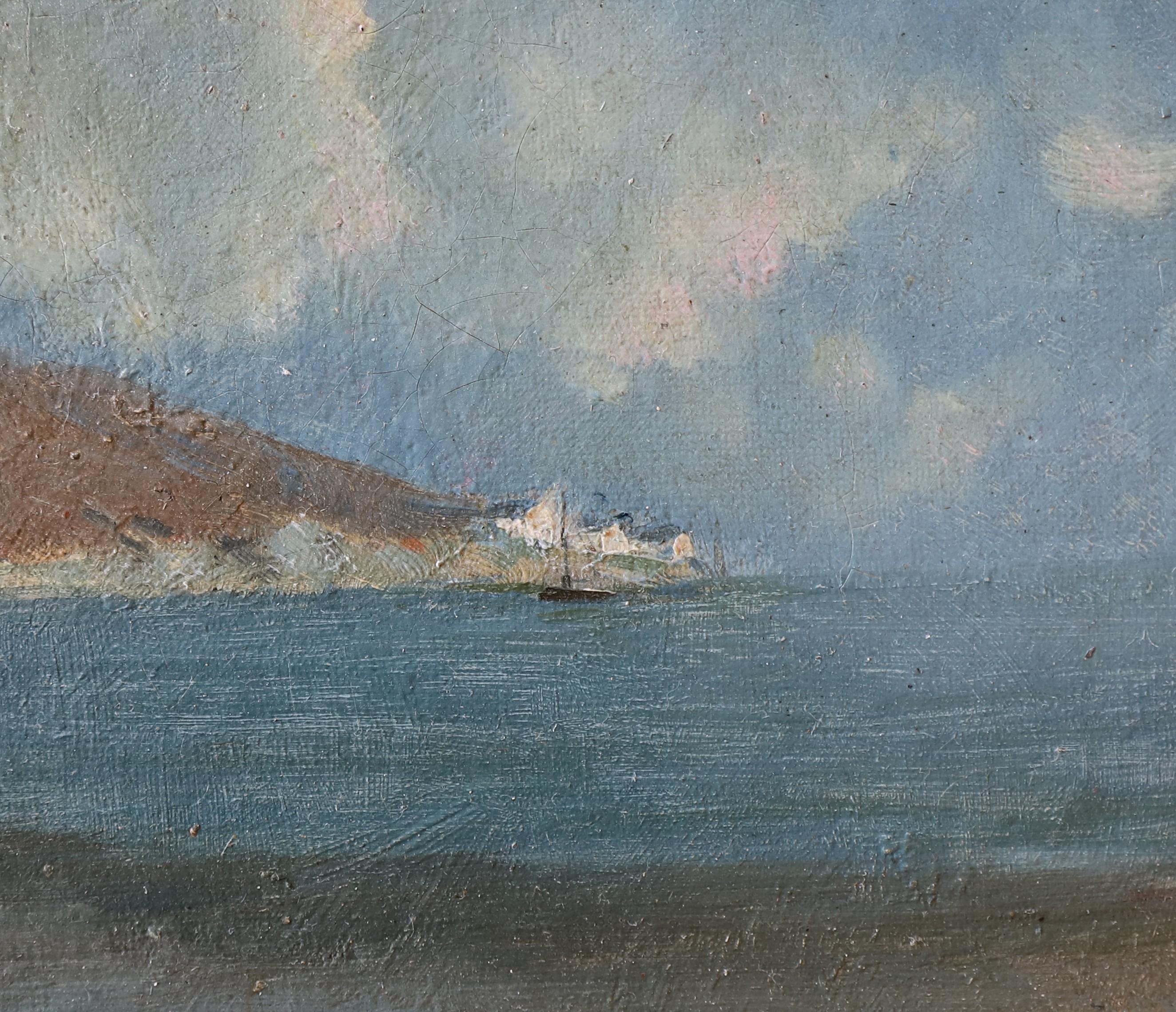 San Francisco Bay near Golden Gate, 1893 by William Hubaeck, California Painting - Gray Landscape Painting by William Hubacek