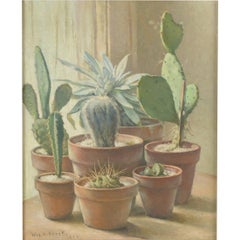 William Hubacek 'Cactus Plants' Still Life, Oil Painting