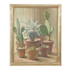 William Hubacek, Nature morte aux cactus, peinture à l'huile