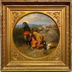 19th century romantic painting Roosters in the countryside - bird dove