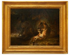 Antique A Lion and a Lioness in a Landscape