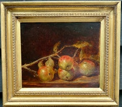 19th century English study of Apples and fruit on a ledge
