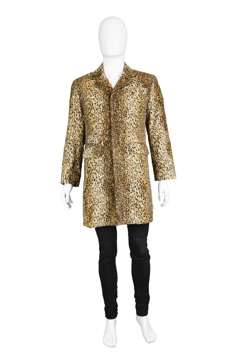William Hunt Men S Vintage Faux Fur Animal Print Drape Jacket
