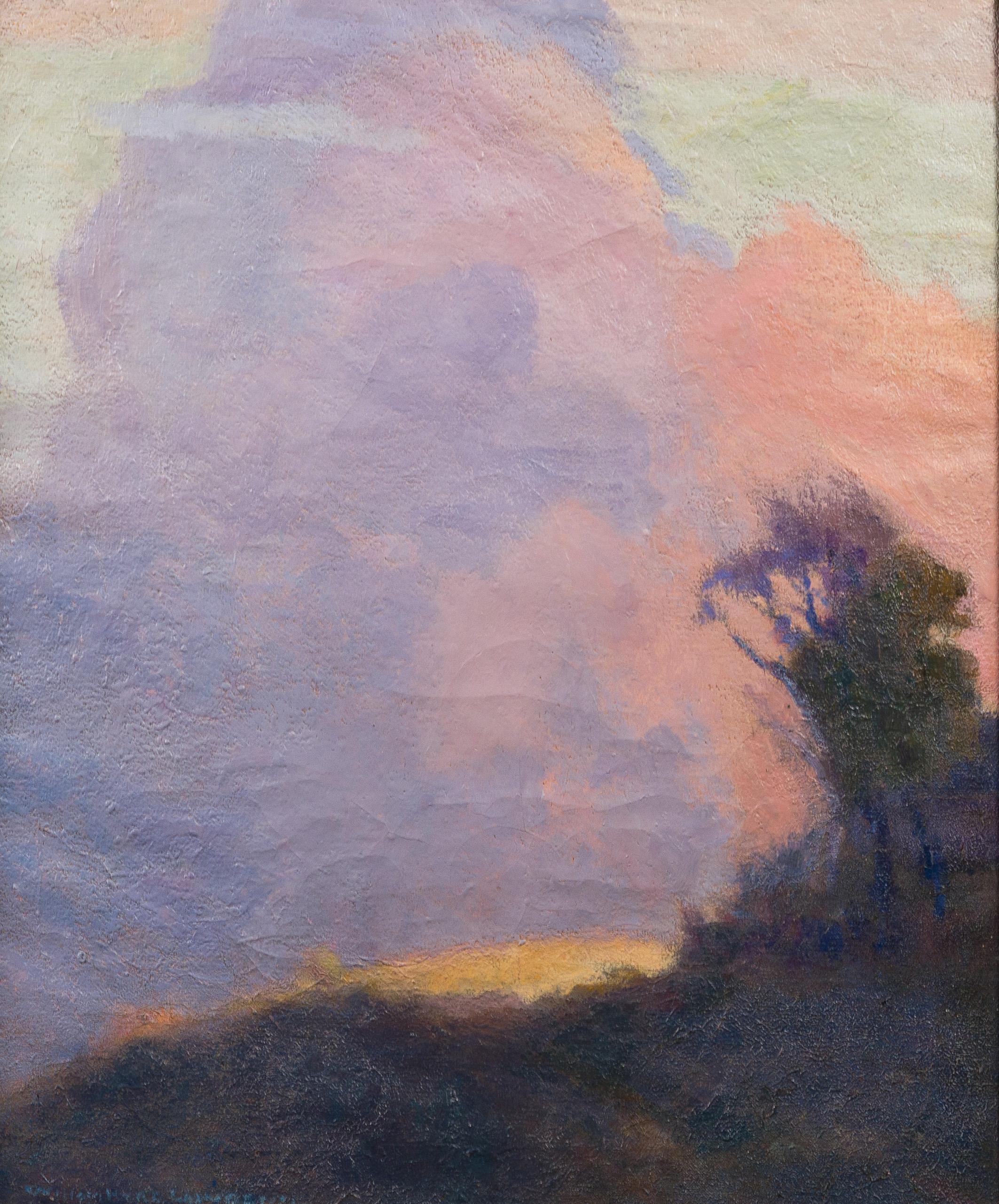 Antique American Impressionist Cloud Study Sunset New Hampshire Landscape Oil For Sale 1
