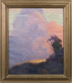 Antique American Impressionist Cloud Study Sunset New Hampshire Landscape Oil