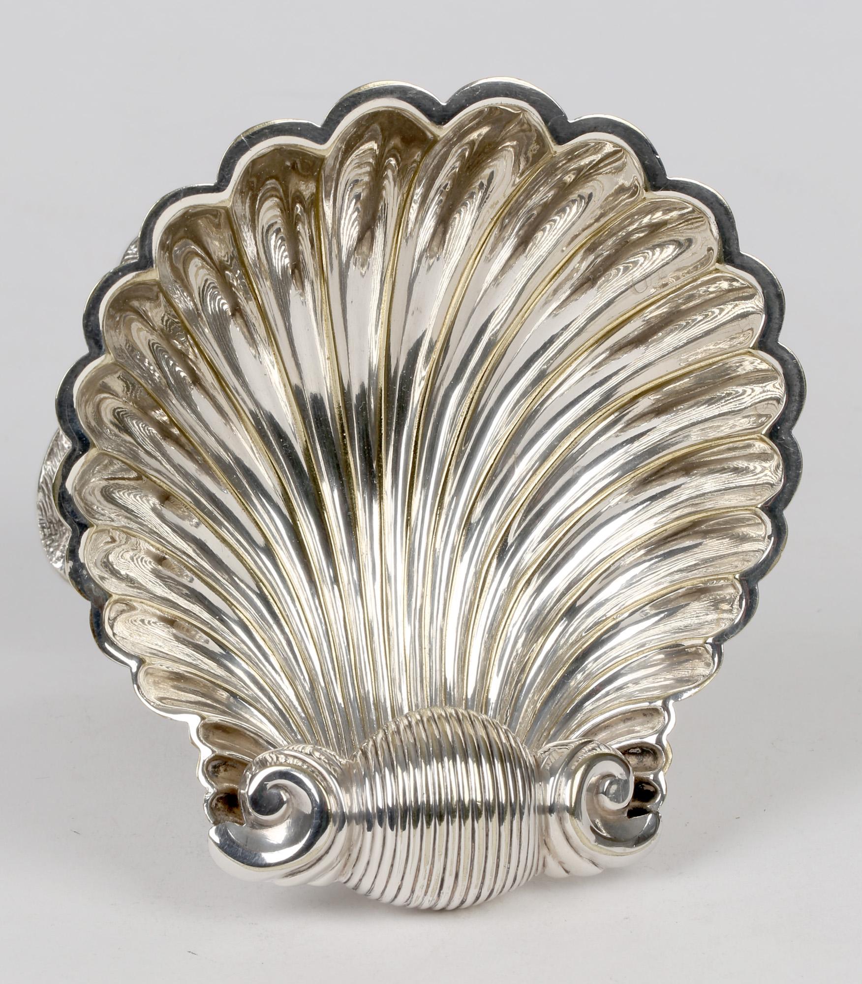 Metal William Hutton Aesthetic Movement Silver Plated Clam Shell Bon-Bon Dish