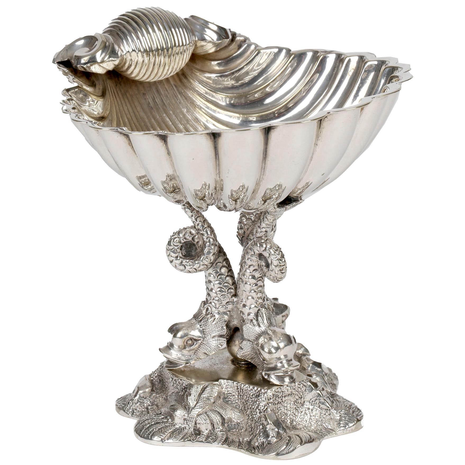 William Hutton Aesthetic Movement Silver Plated Clam Shell Bon-Bon Dish