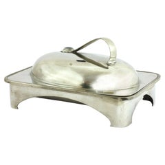 William Hutton Arts & Crafts Pewter Muffin Dish with a Ruskin Jewell to the Lid