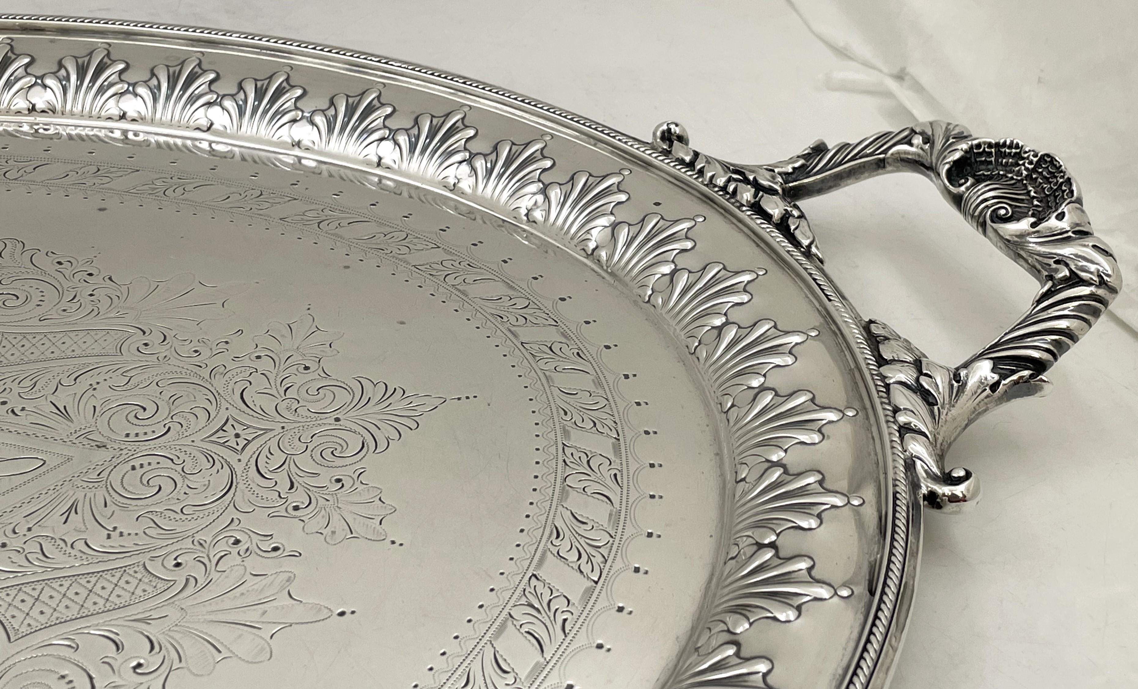 William Hutton & Sons Bandeja victoriana de dos asas de plata de ley inglesa de 1897 Inglés en venta