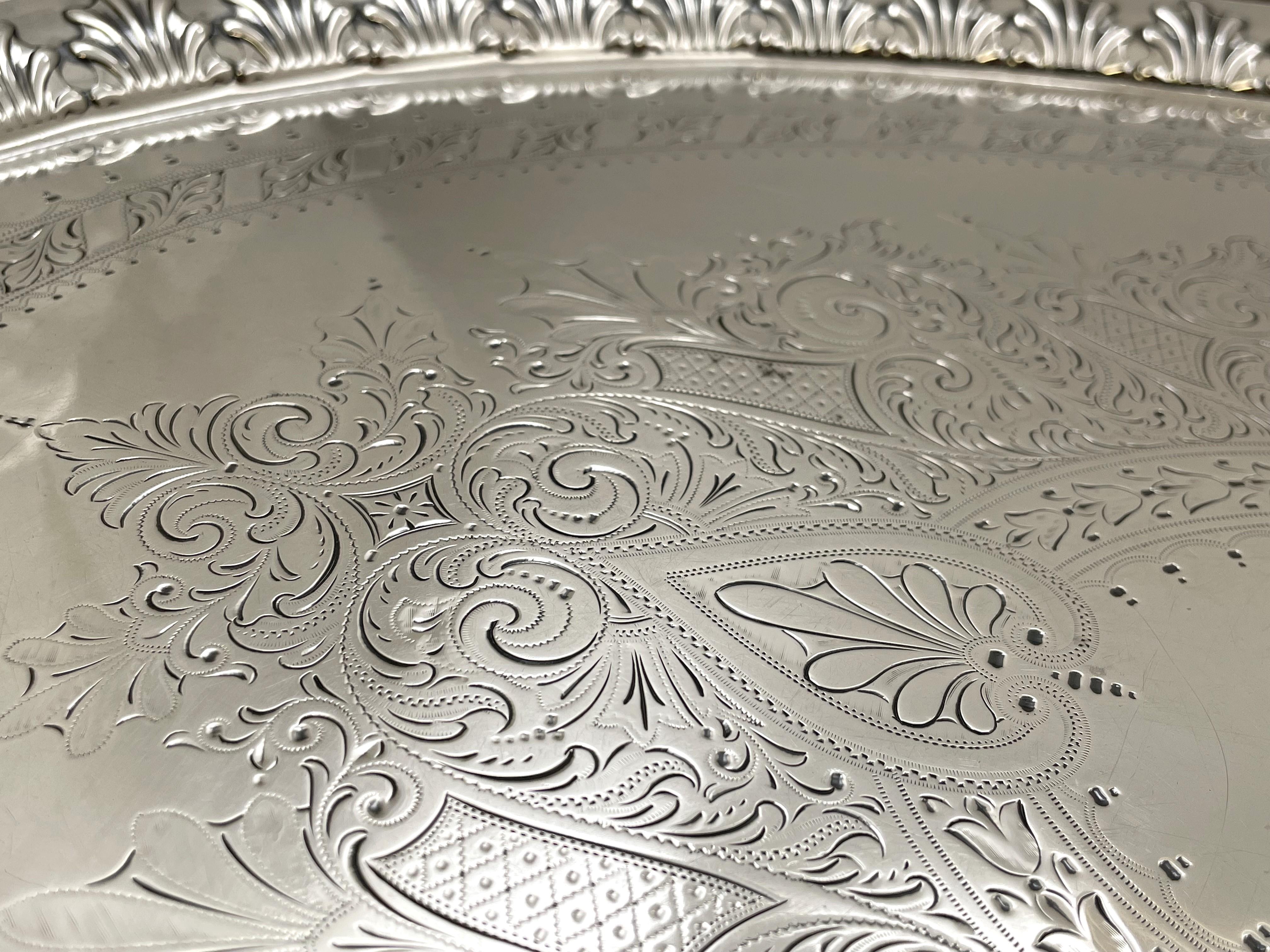 William Hutton & Sons Bandeja victoriana de dos asas de plata de ley inglesa de 1897 en venta 2