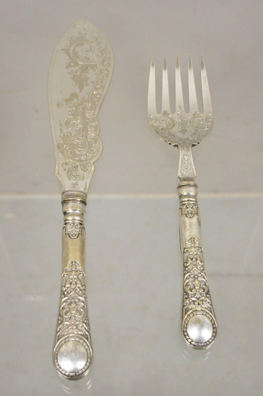 William Hutton & Sons English Victorian Silver Plated Fish Service Cutlery Set For Sale 6