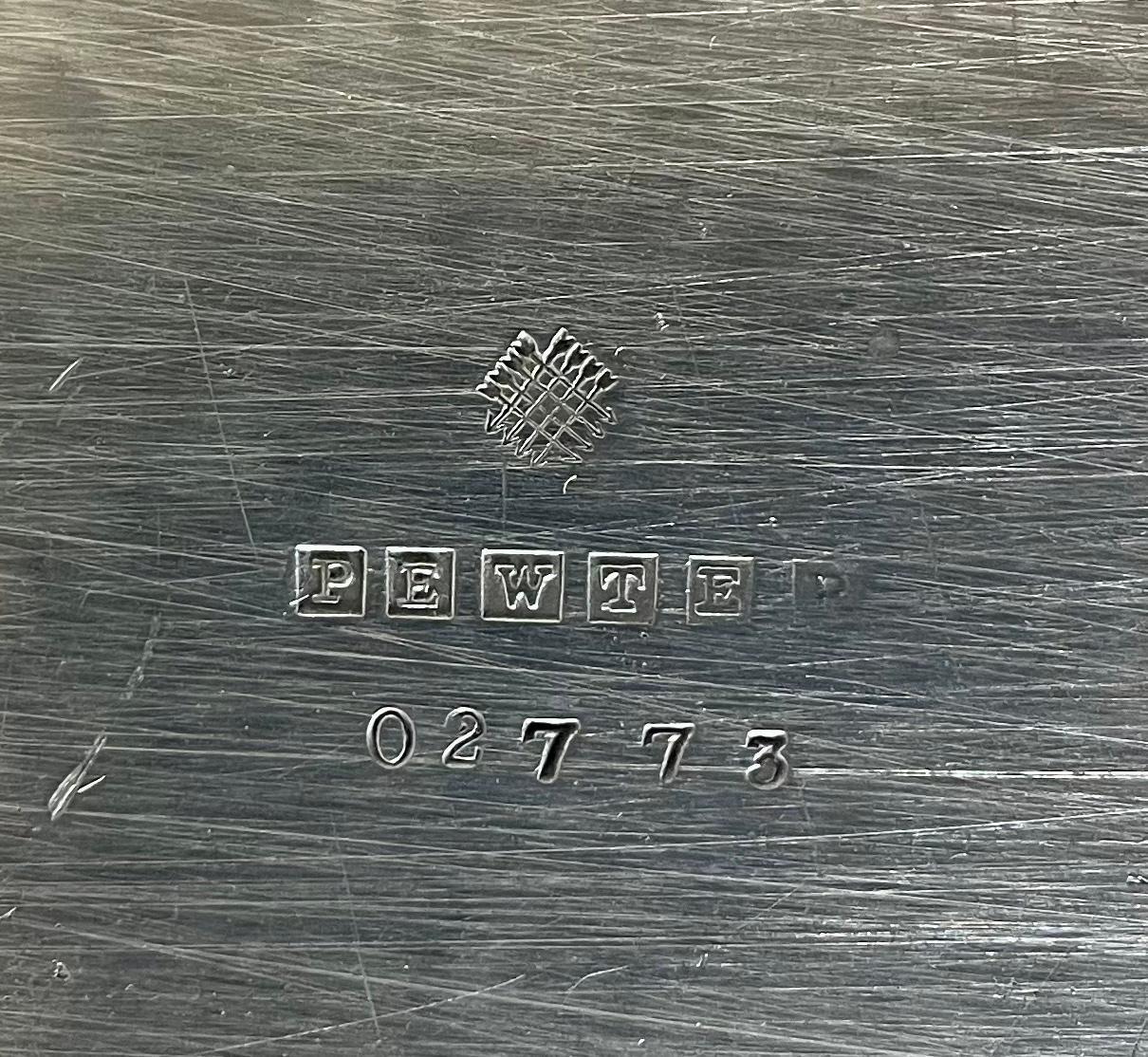 English William Hutton & Sons Pewter Tray For Sale