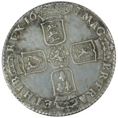 William III 1697 Original Schilling-Münze sehr fein plus getönt