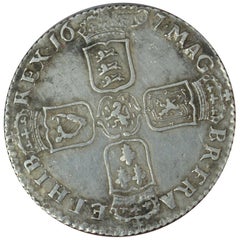 William III 1697 Original Shilling Coin Very Fine Plus Toned