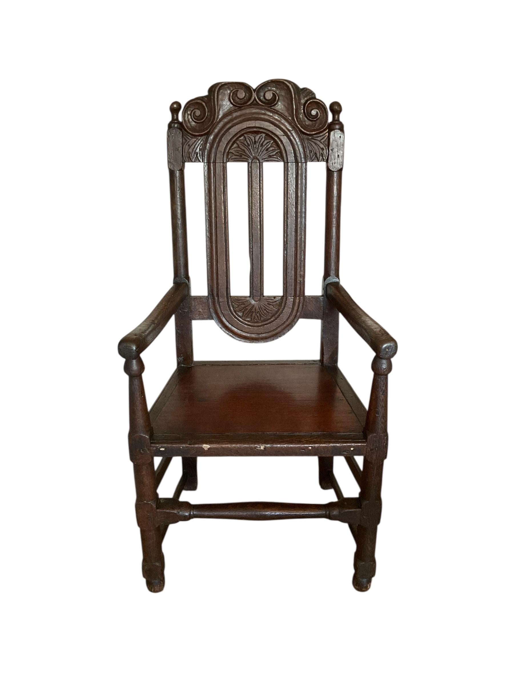William III 17. Jahrhundert Eiche Hall Stuhl Circa 1650. im Angebot 2