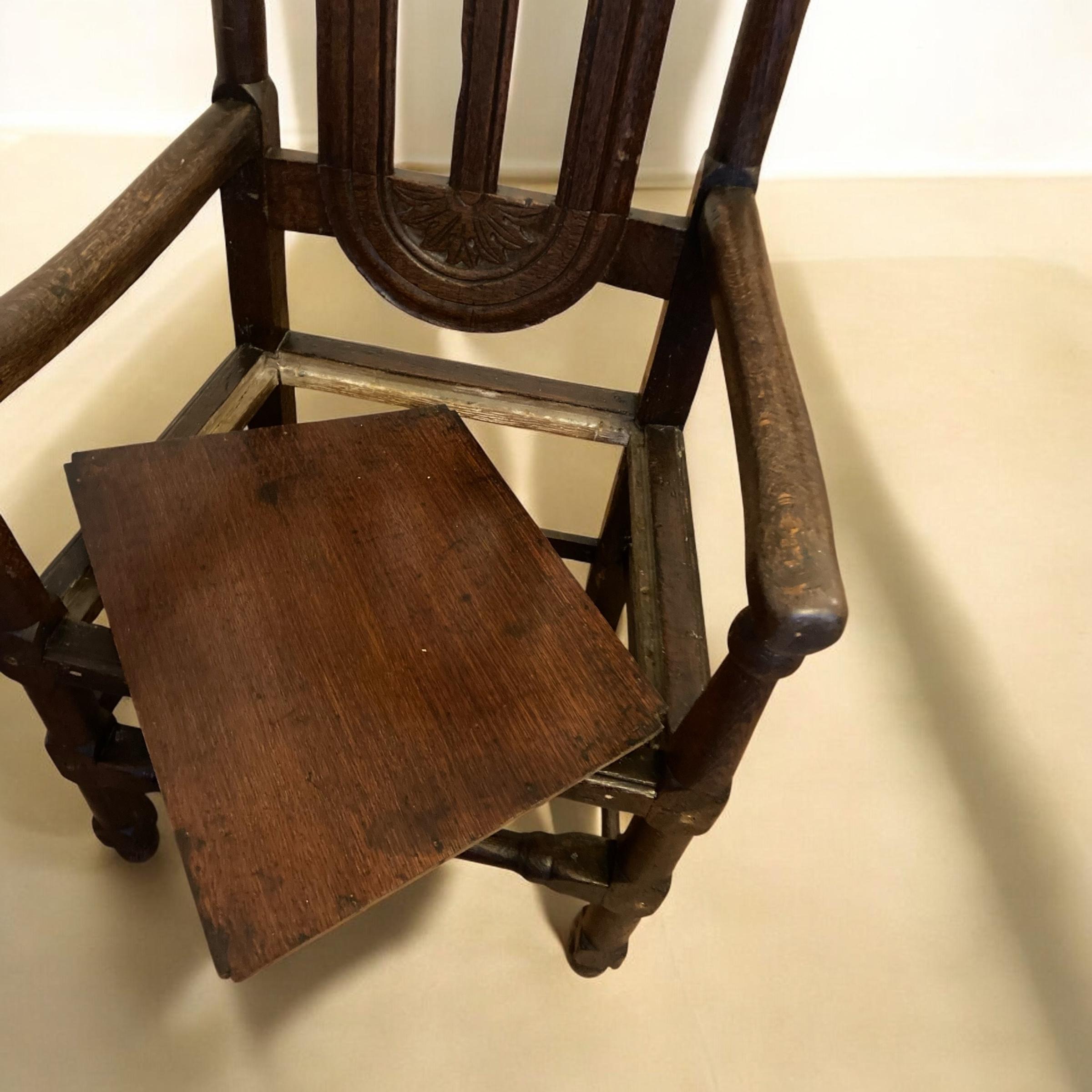 William III 17. Jahrhundert Eiche Hall Stuhl Circa 1650. im Angebot 5