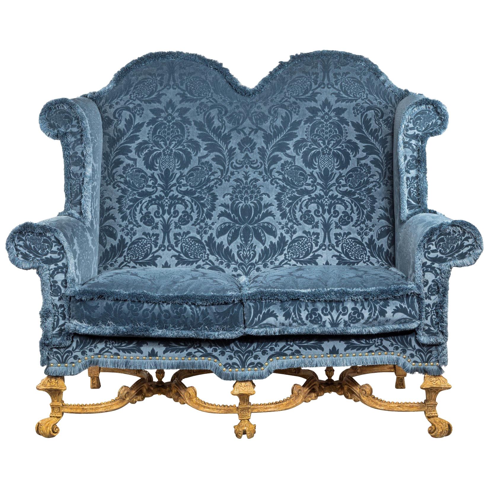 William III Baroque Carved Giltwood Settee For Sale