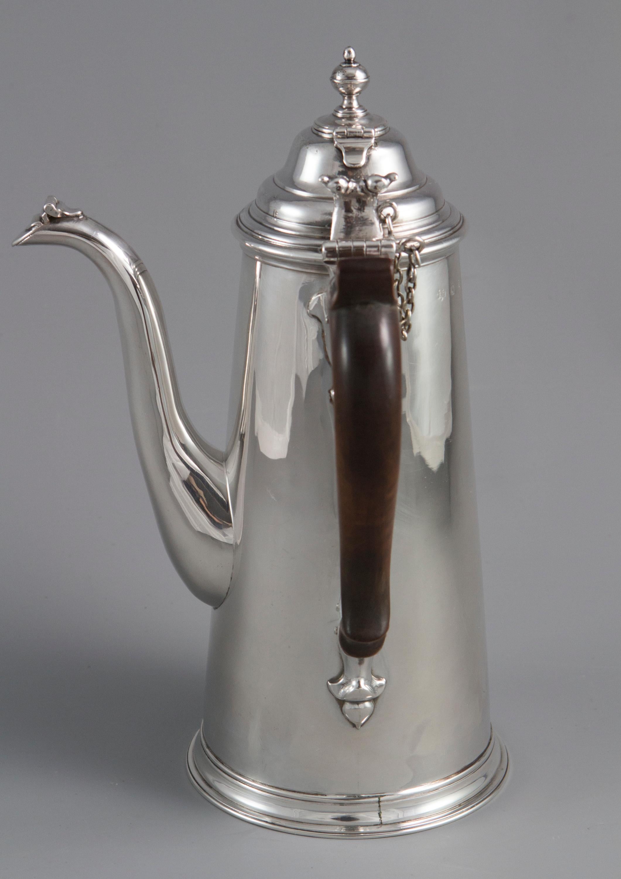 William and Mary William III Britannia Silver Chocolate Pot, London, 1698