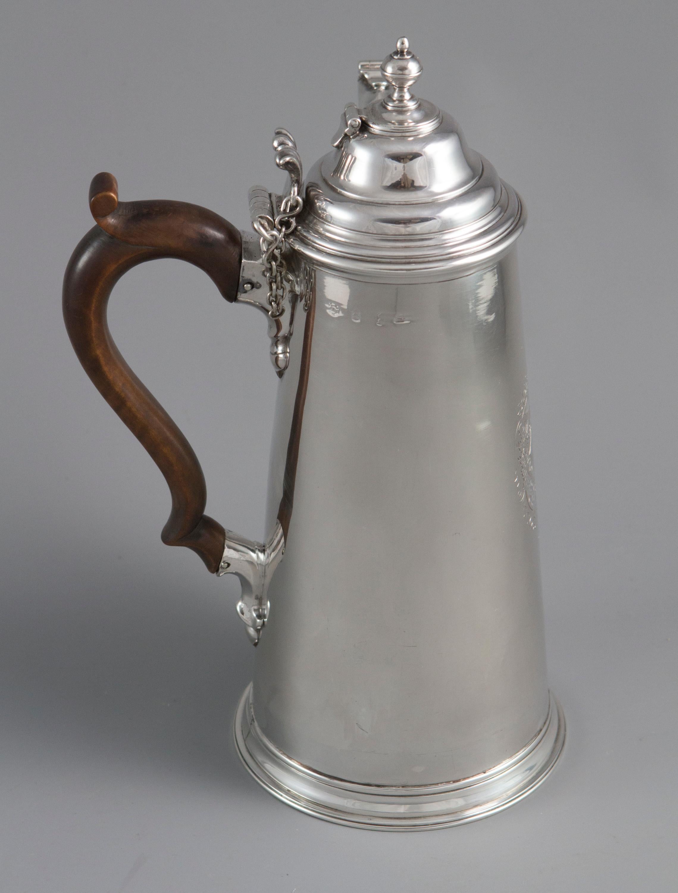 English William III Britannia Silver Chocolate Pot, London, 1698