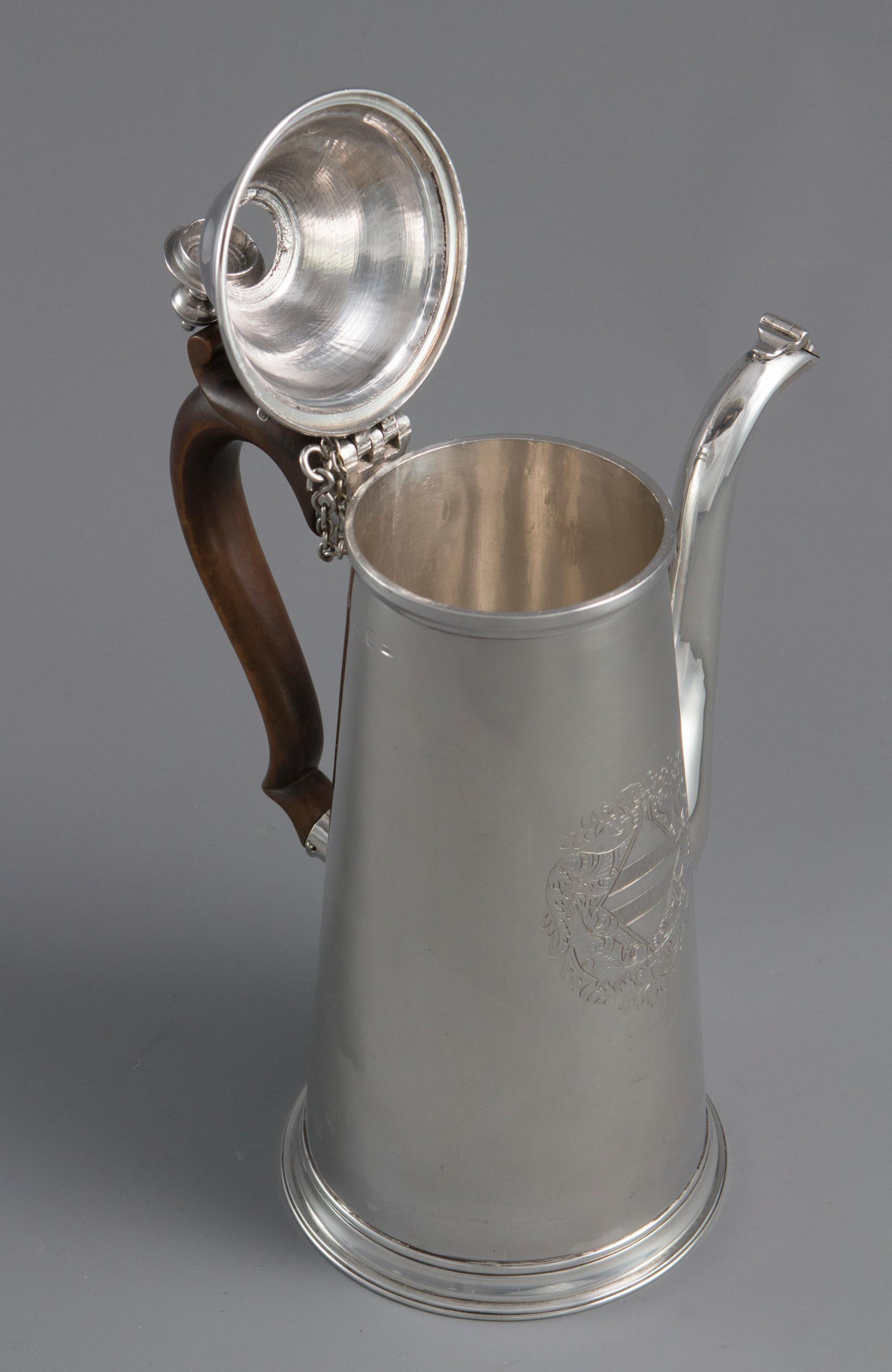 Sterling Silver William III Britannia Silver Chocolate Pot, London, 1698