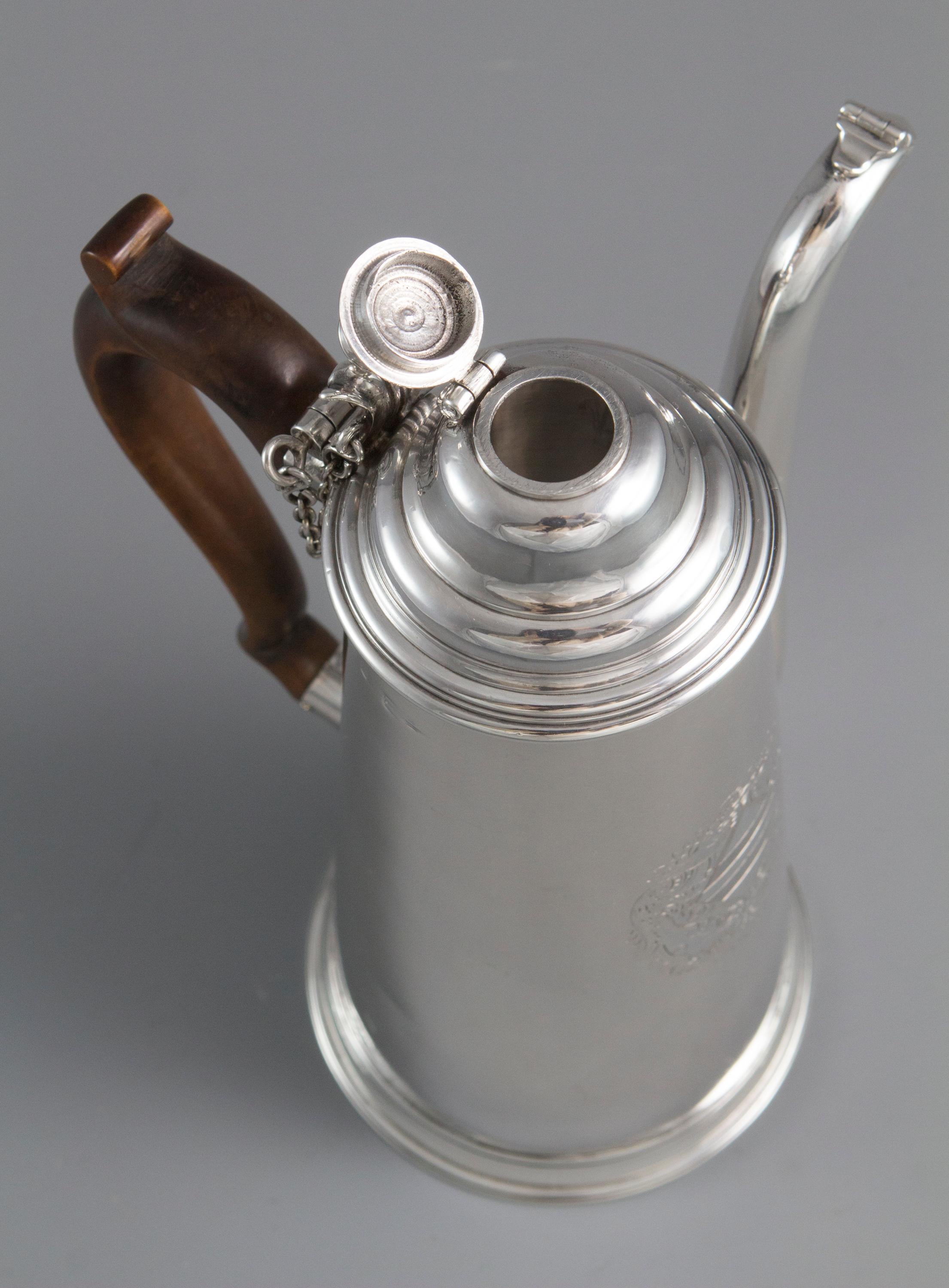 William III Britannia Silver Chocolate Pot, London, 1698 1