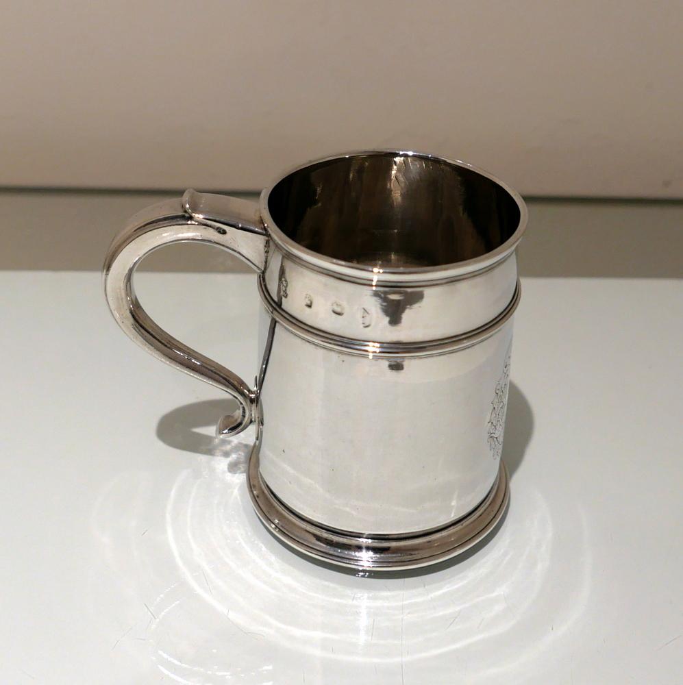 Late 17th Century William III Britannia Silver Pint Mug London 1697 Benjamin Pyne For Sale