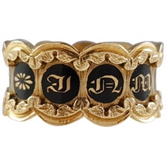 William IV 18 Karat Gold and Enamel Memorial Mourning Band Ring, 1832