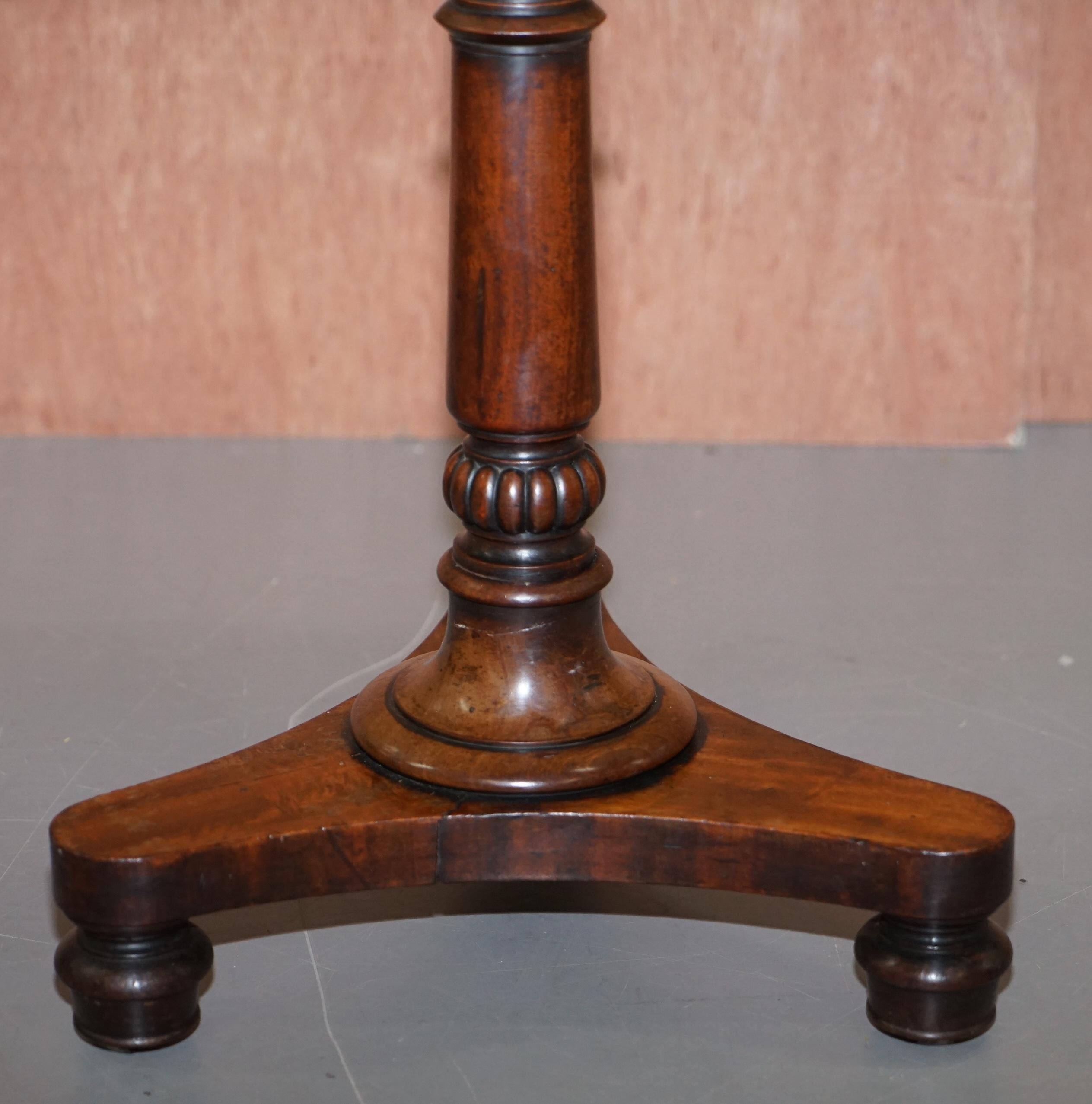 Mid-19th Century William IV 1830 Hardwood Occasional Table with Marble Top Large Side End Lamp
