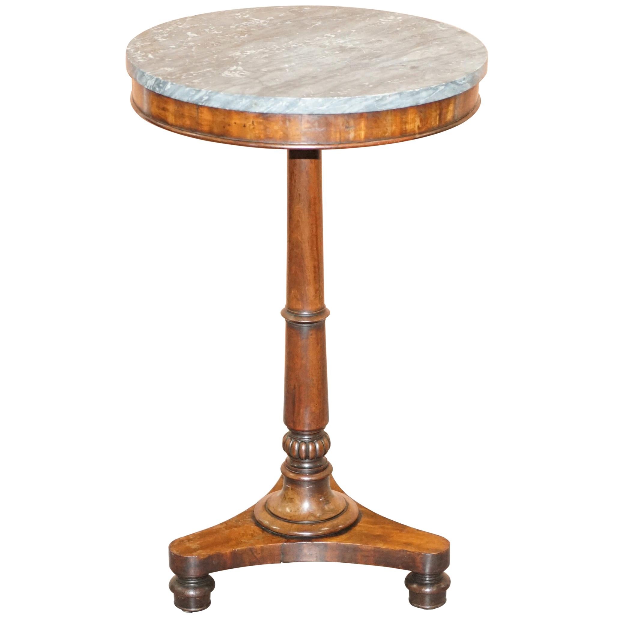 William IV 1830 Hardwood Occasional Table with Marble Top Large Side End Lamp
