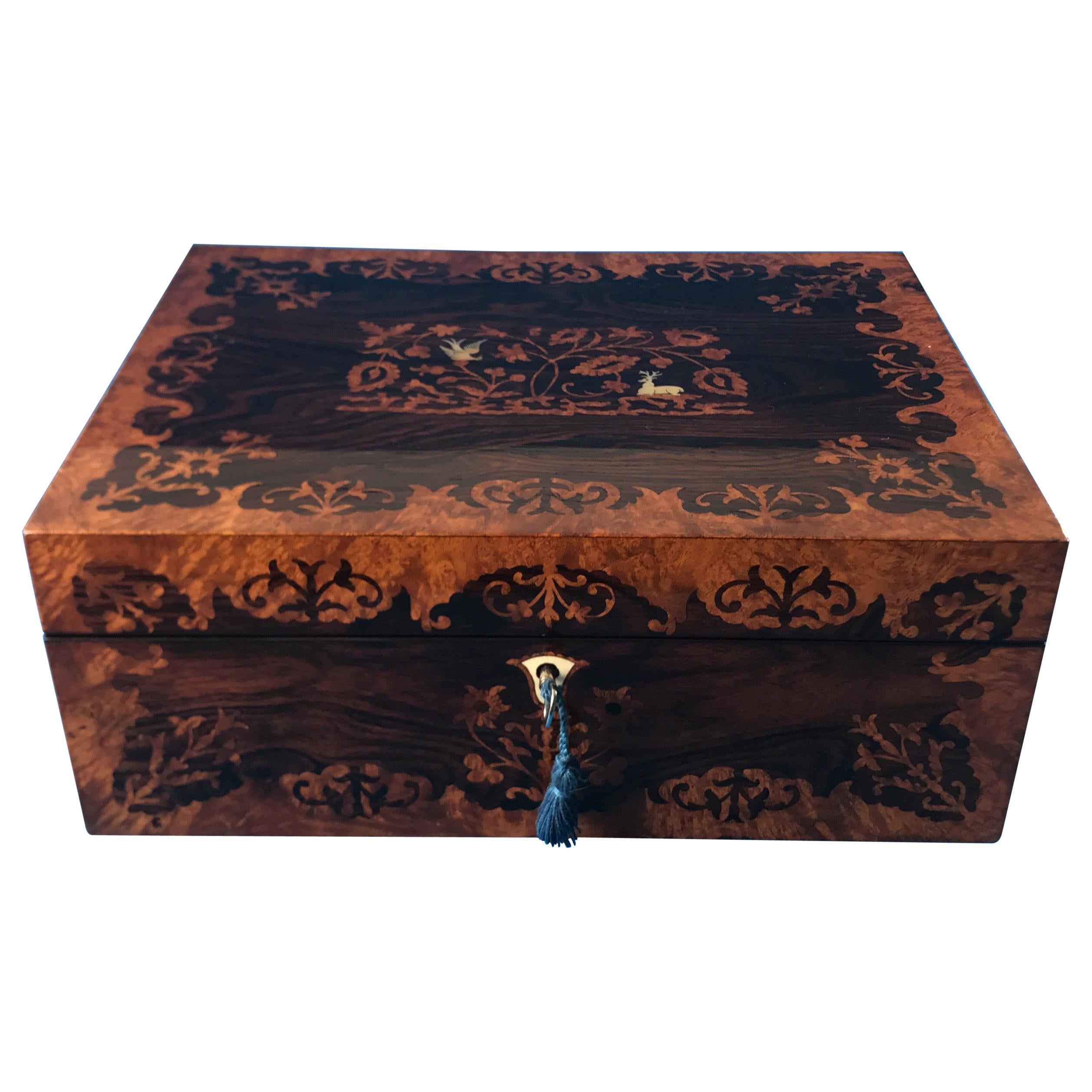 William IV 1830 pollard oak and Rosewood jewellery  box 
