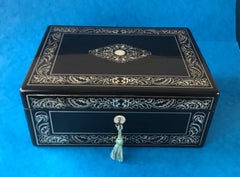 William IV 1835 Mother of Pearl Inlaid Ebony Sewing Box
