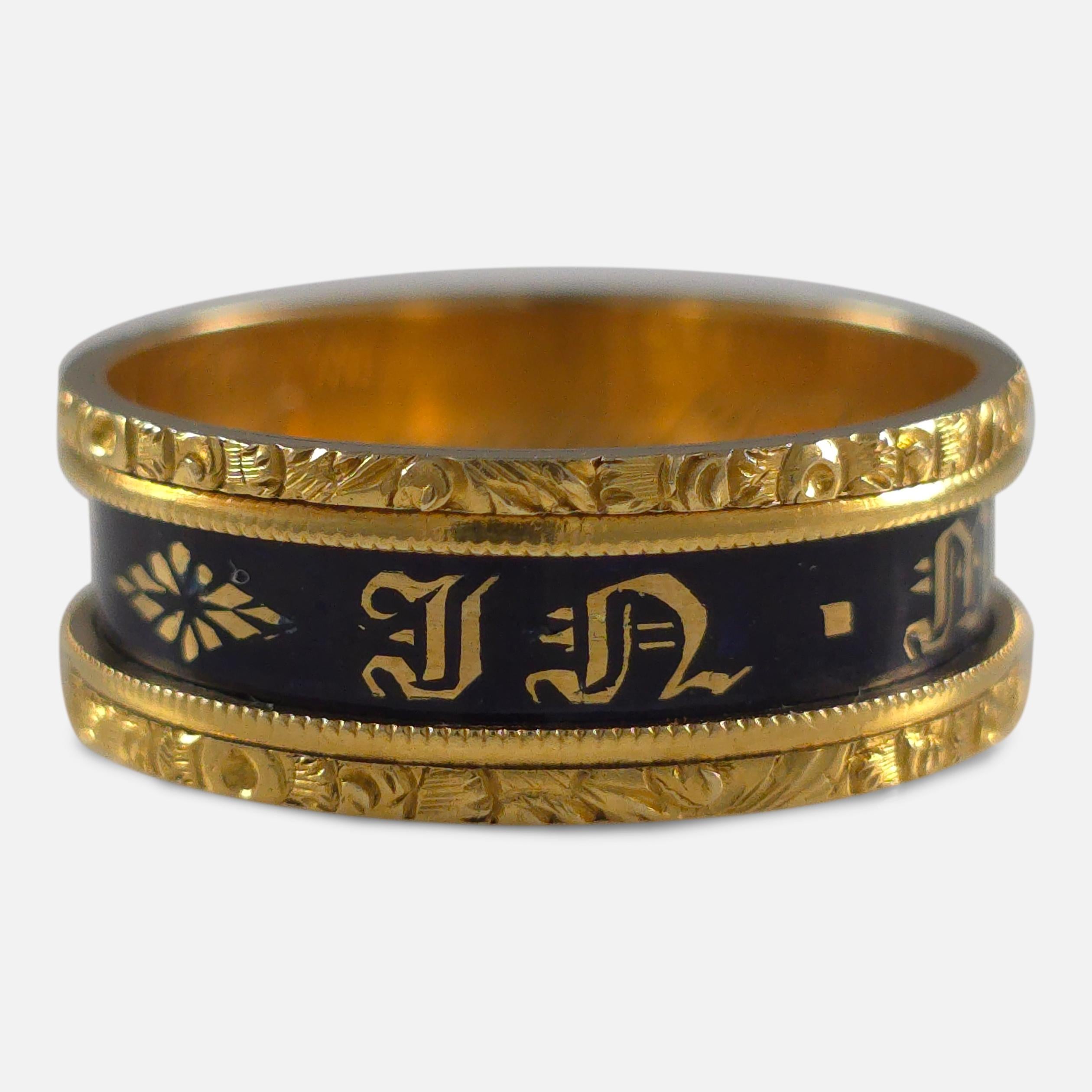 William IV 18ct Gold and Enamel Memorial Ring, 1833 For Sale 8