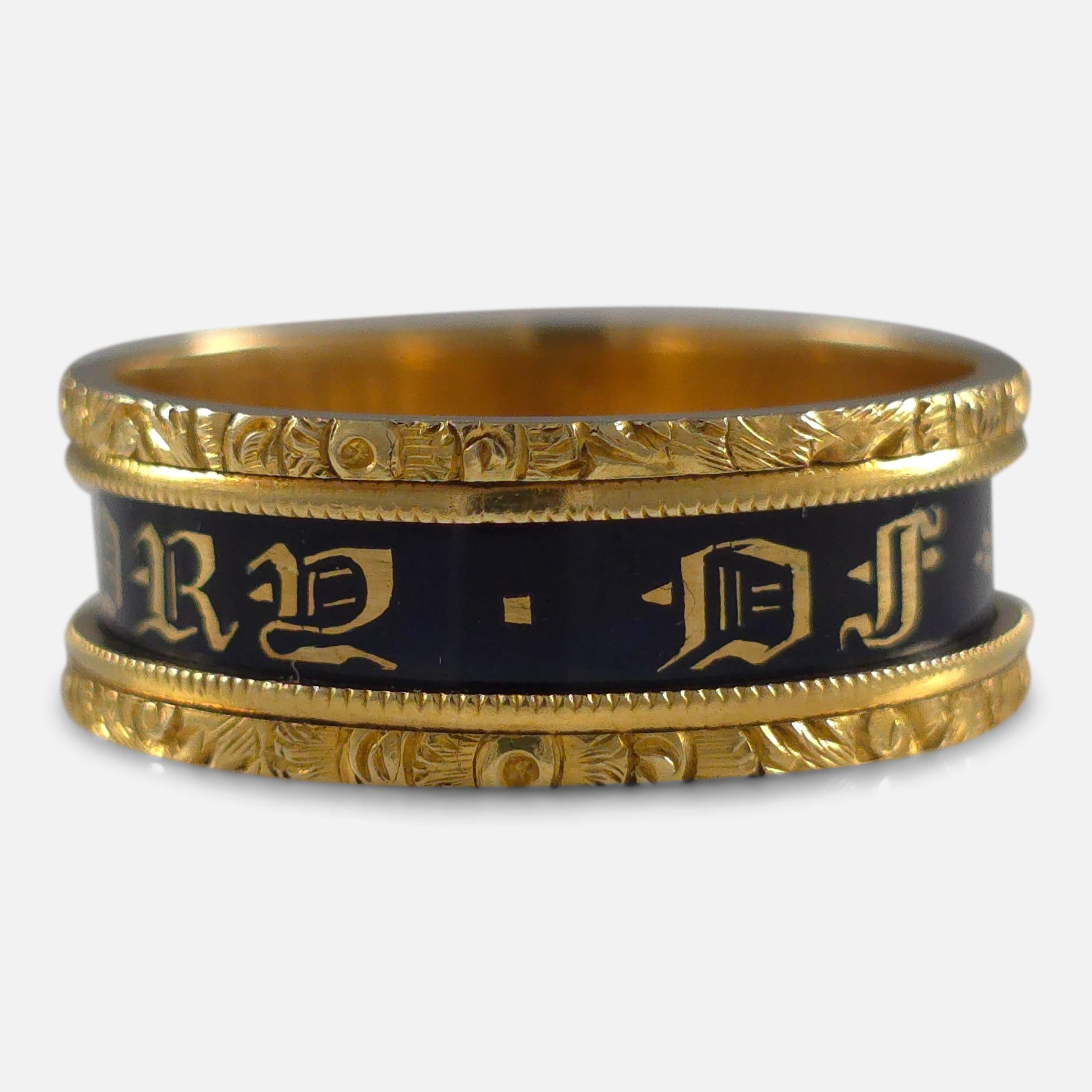 William IV 18ct Gold and Enamel Memorial Ring, 1833 For Sale 1