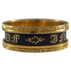 Antique William IV 18ct Gold and Enamel Memorial Ring, 1833