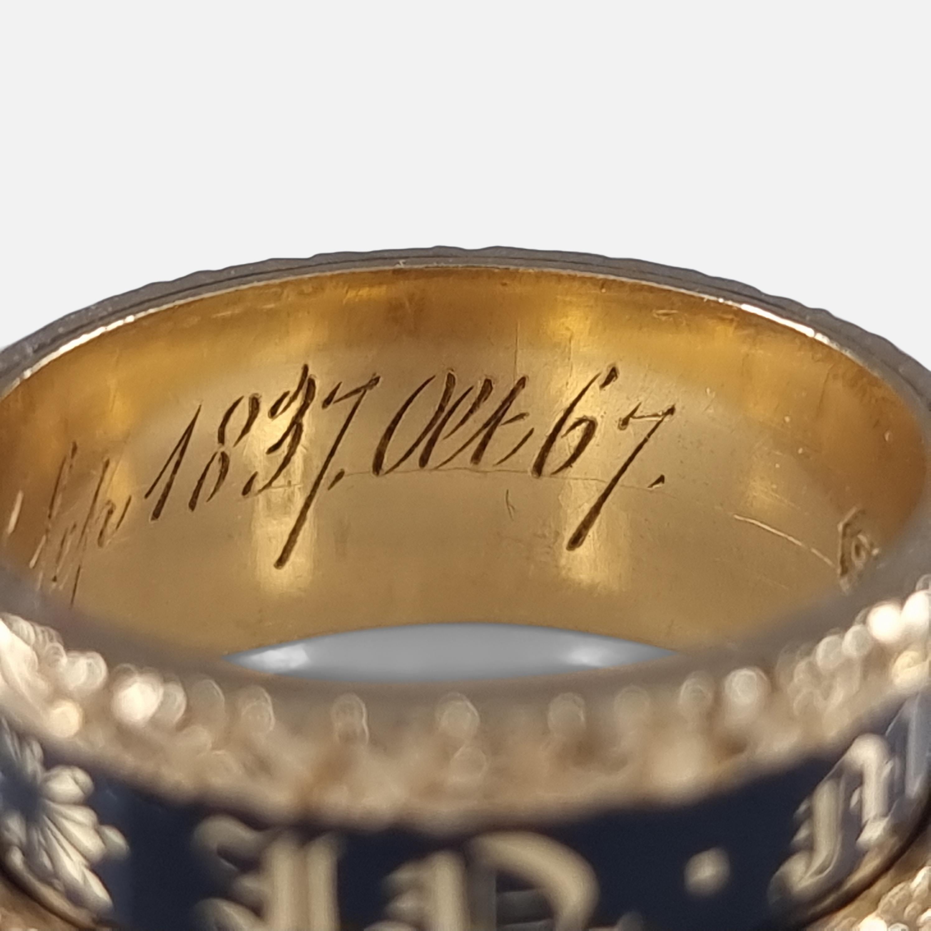 William IV 18ct Gold and Enamel Mourning Ring, 1837 For Sale 7