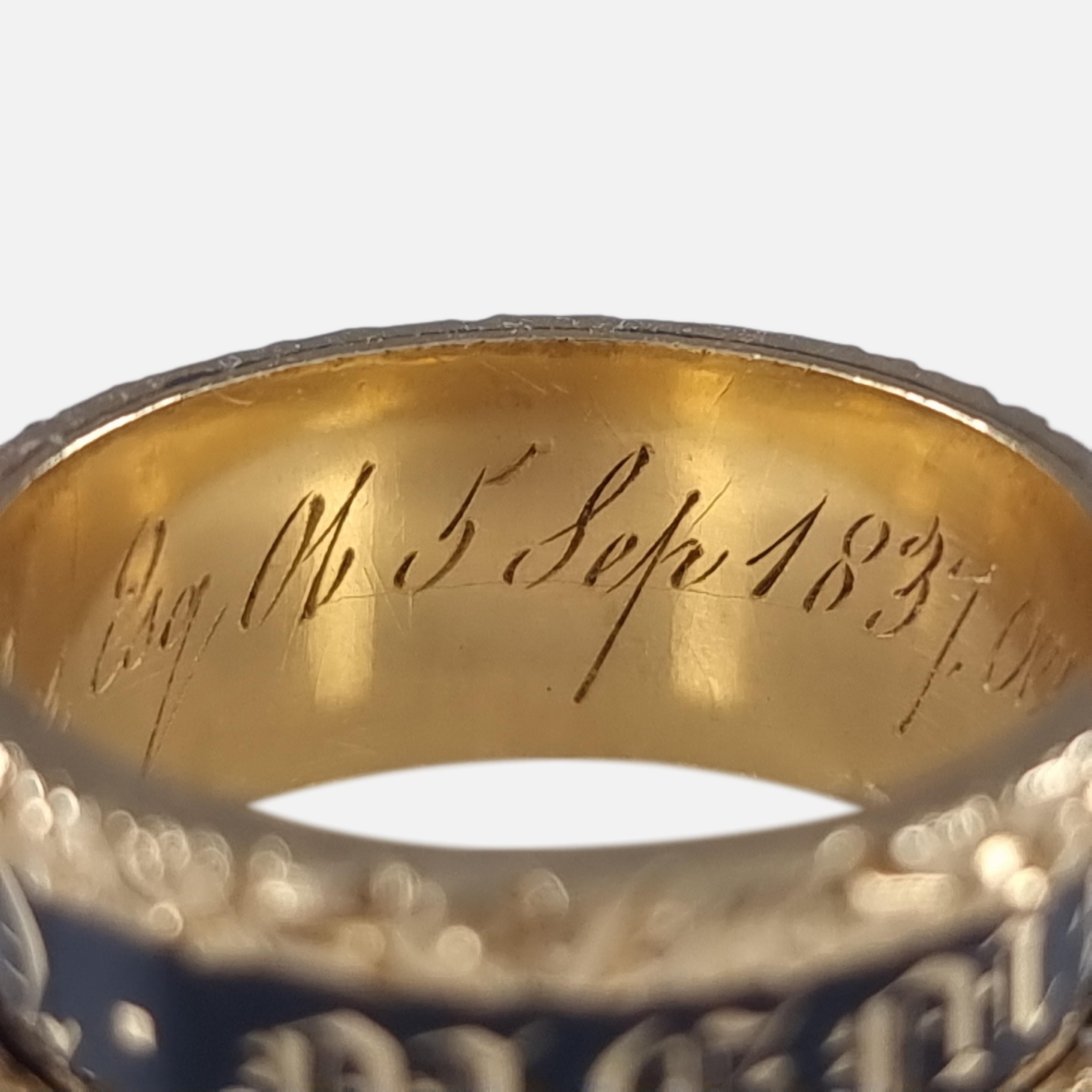 William IV 18ct Gold and Enamel Mourning Ring, 1837 For Sale 9
