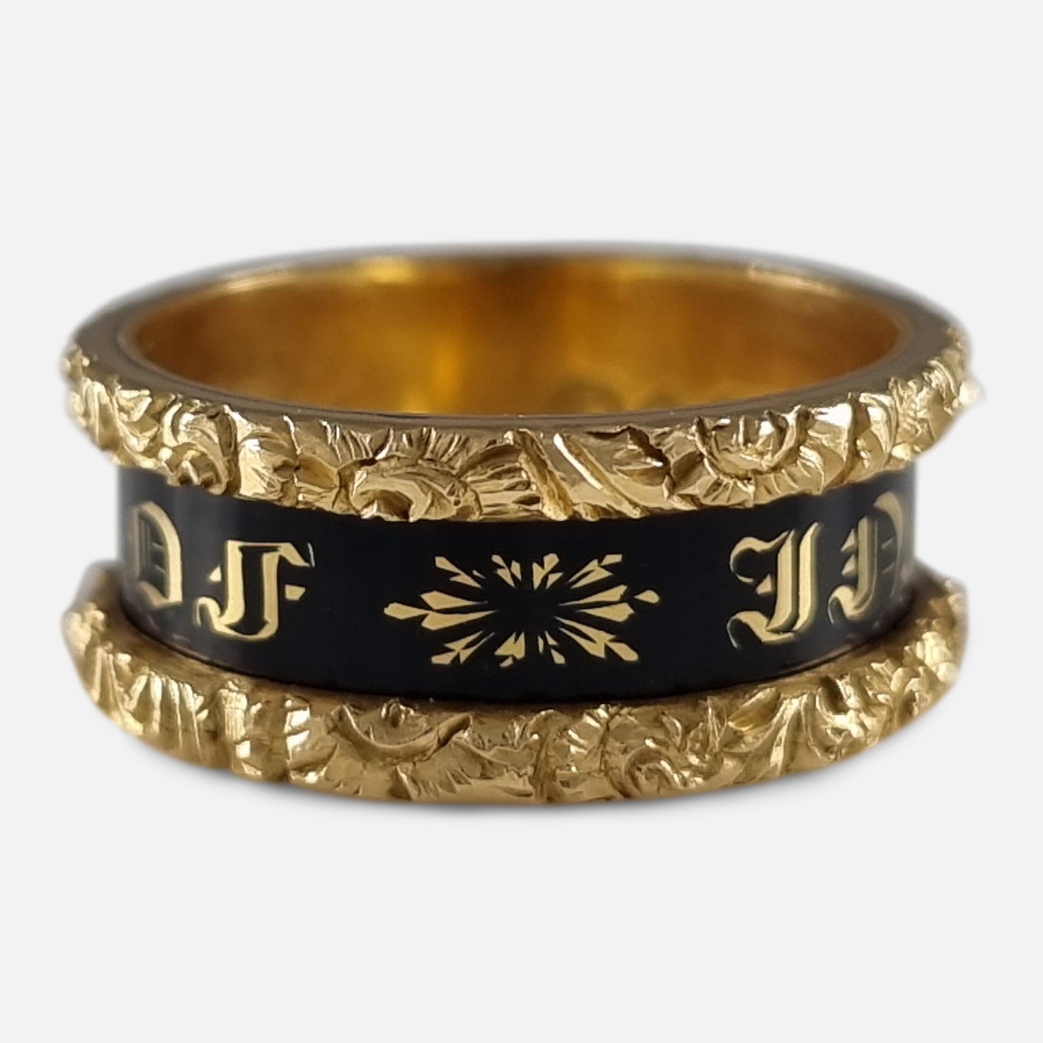 William IV 18ct Gold and Enamel Mourning Ring, 1837 In Good Condition For Sale In Glasgow, GB