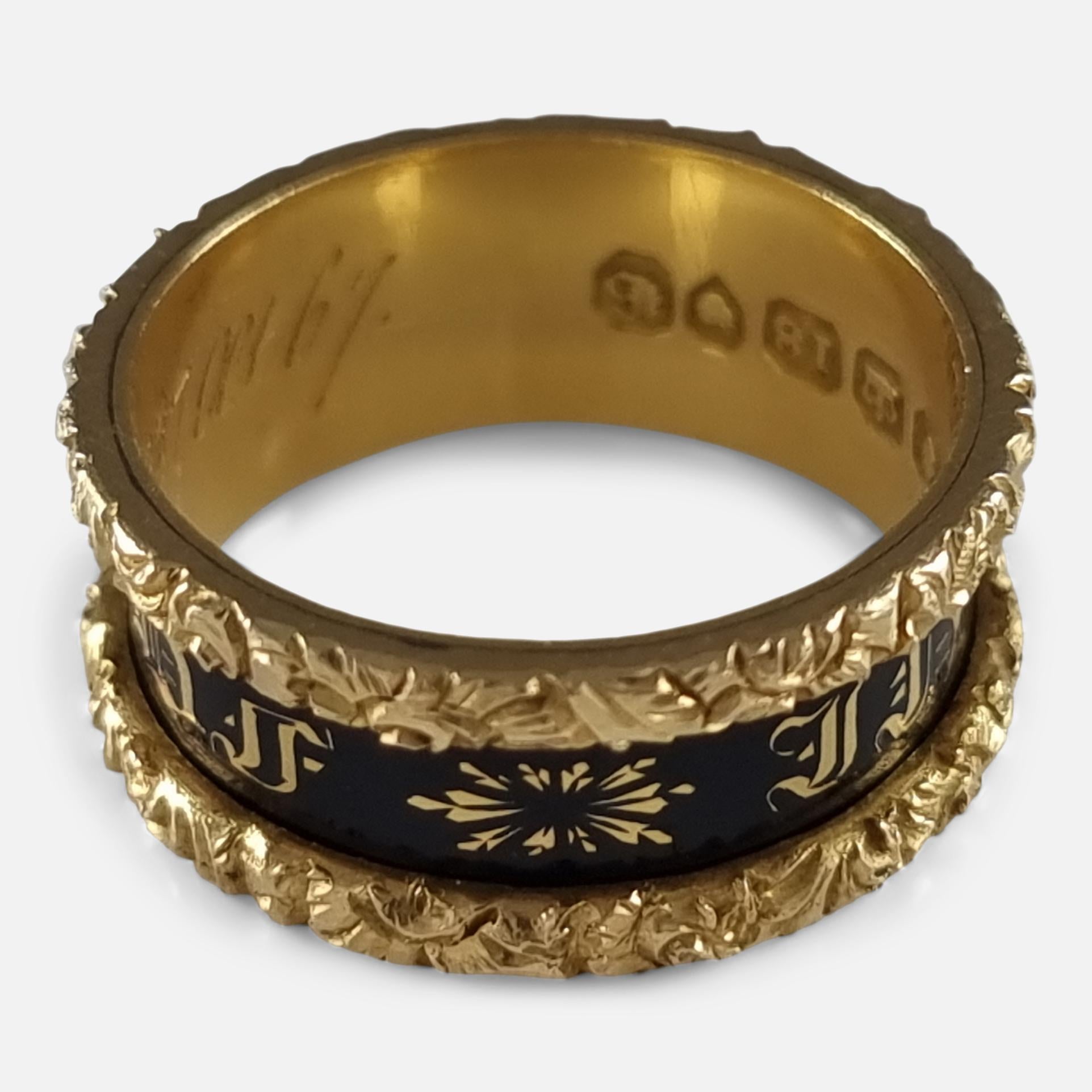 William IV 18ct Gold and Enamel Mourning Ring, 1837 For Sale 5