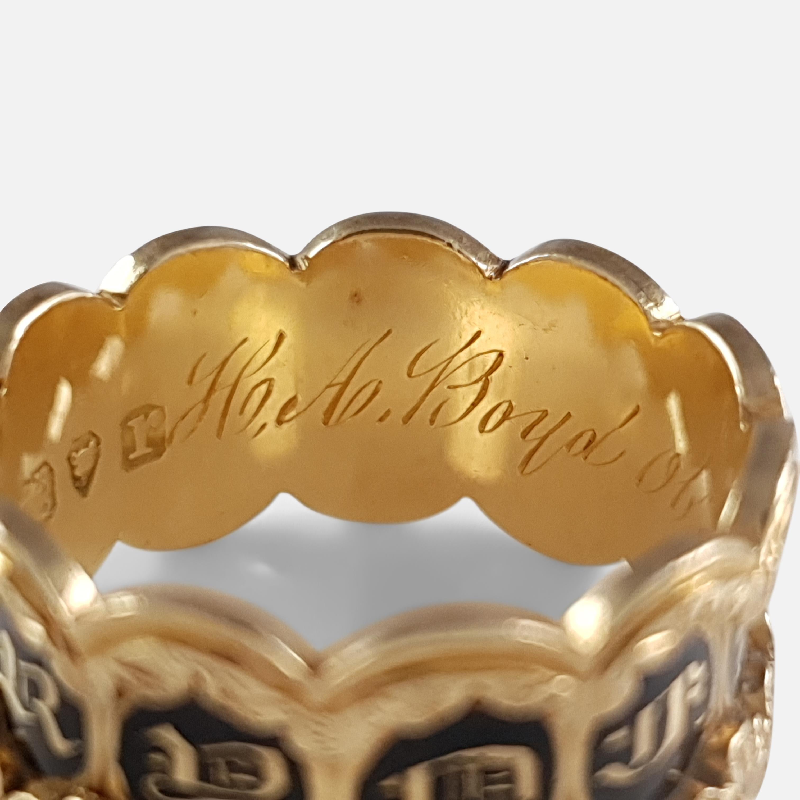 William IV 18 Karat Gold and Enamel Memorial Mourning Band Ring, 1832 3