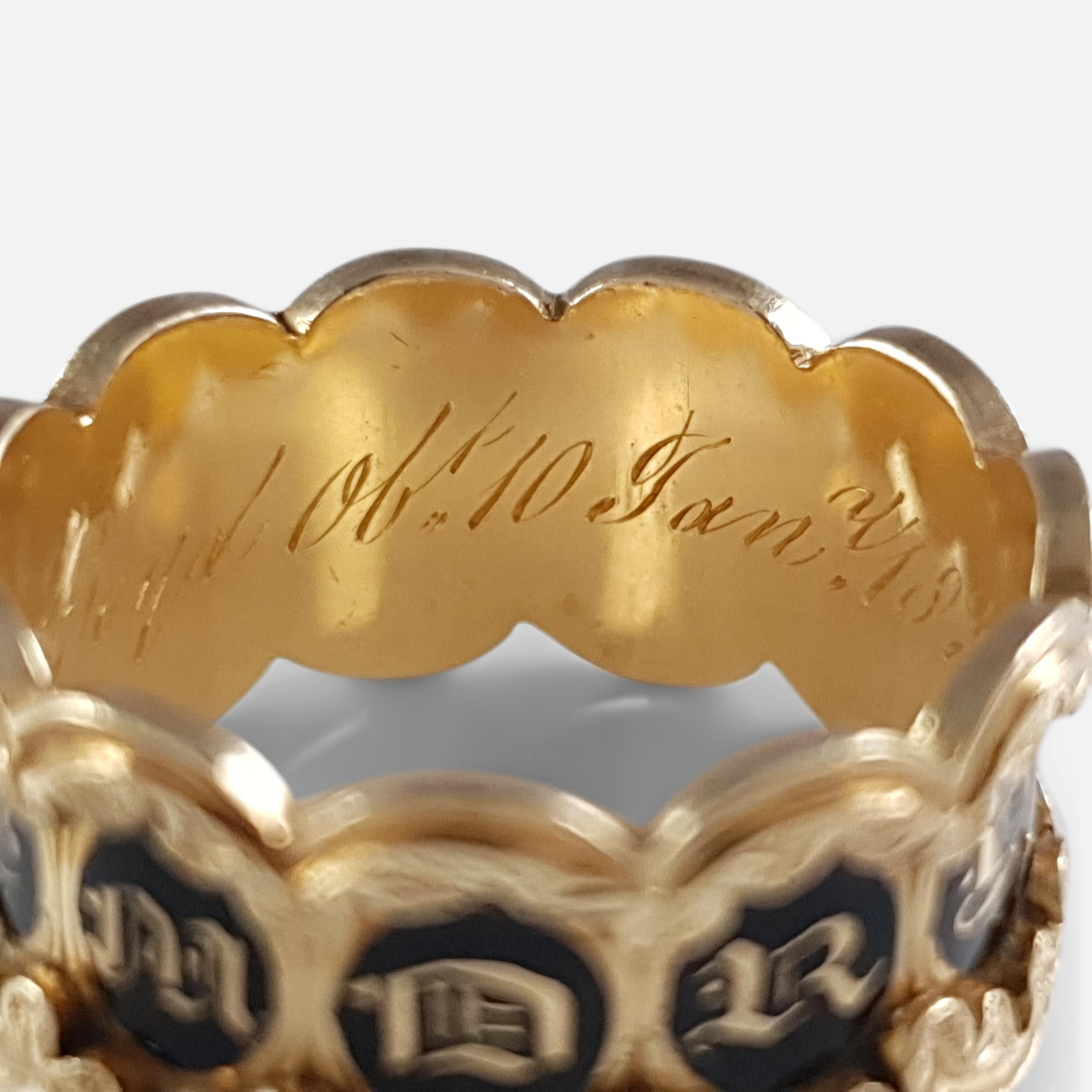 William IV 18 Karat Gold and Enamel Memorial Mourning Band Ring, 1832 4