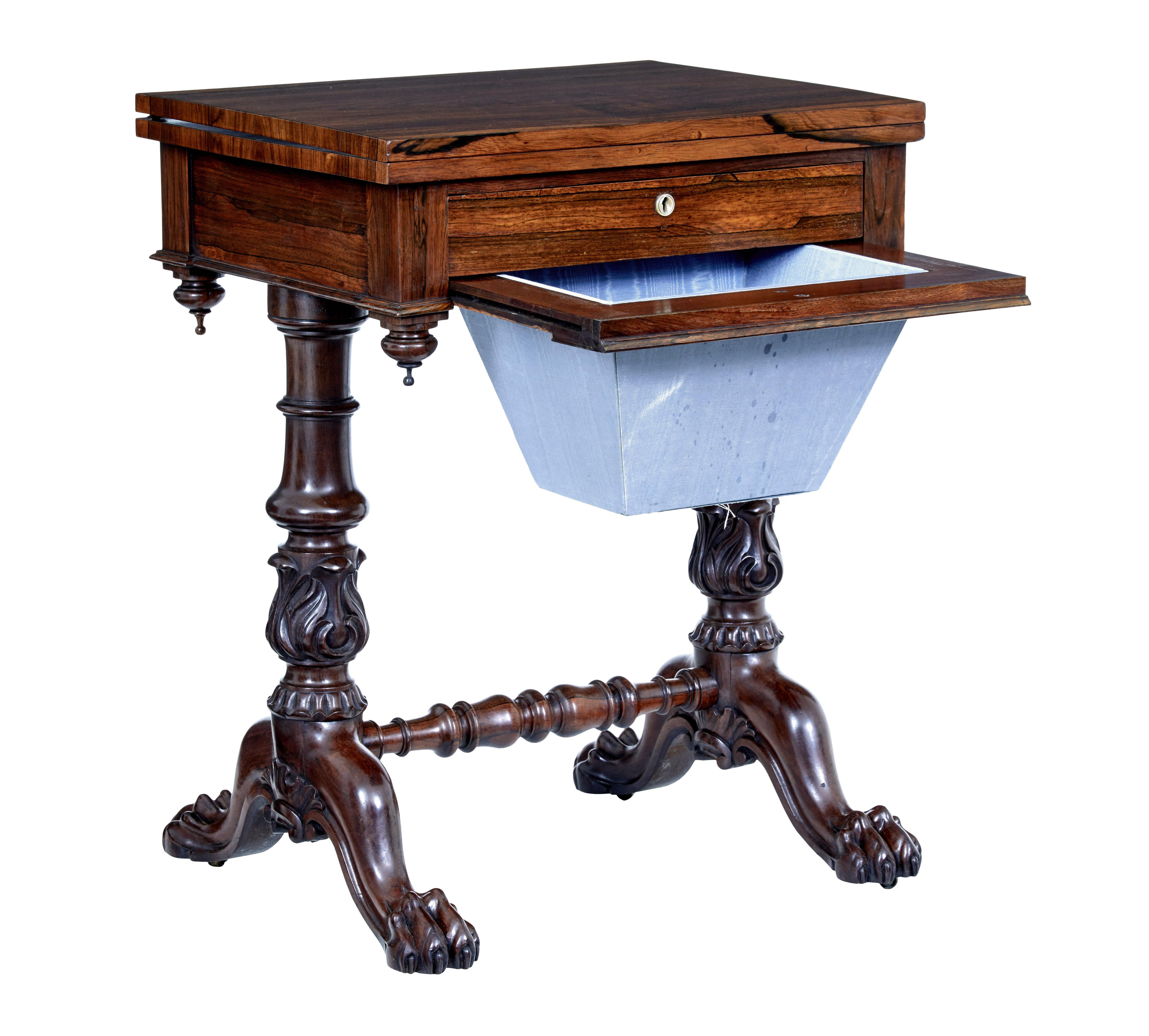 English William IV 19th century palisander flip top side table For Sale