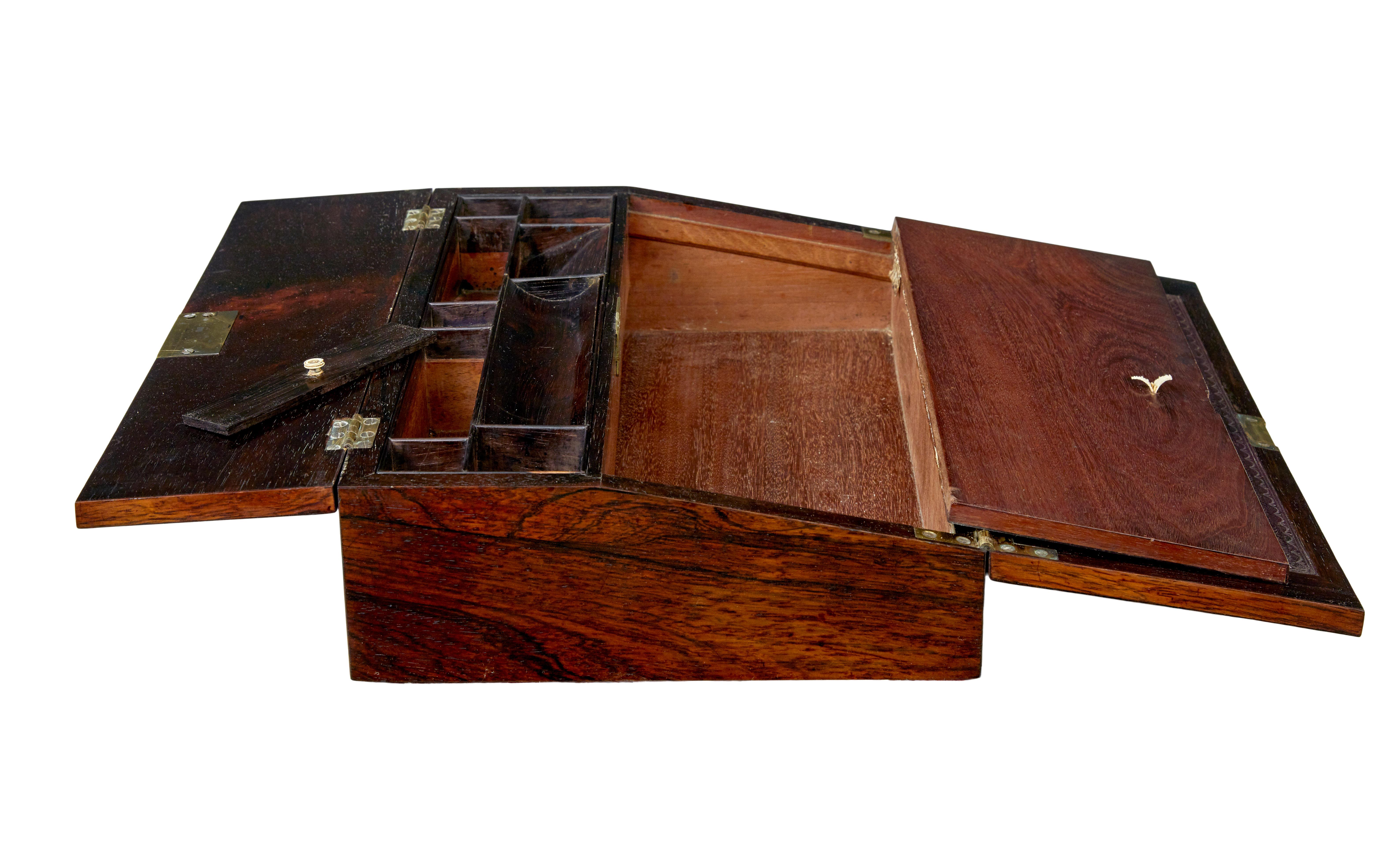 William IV 19th century table top writing slope In Good Condition For Sale In Debenham, Suffolk