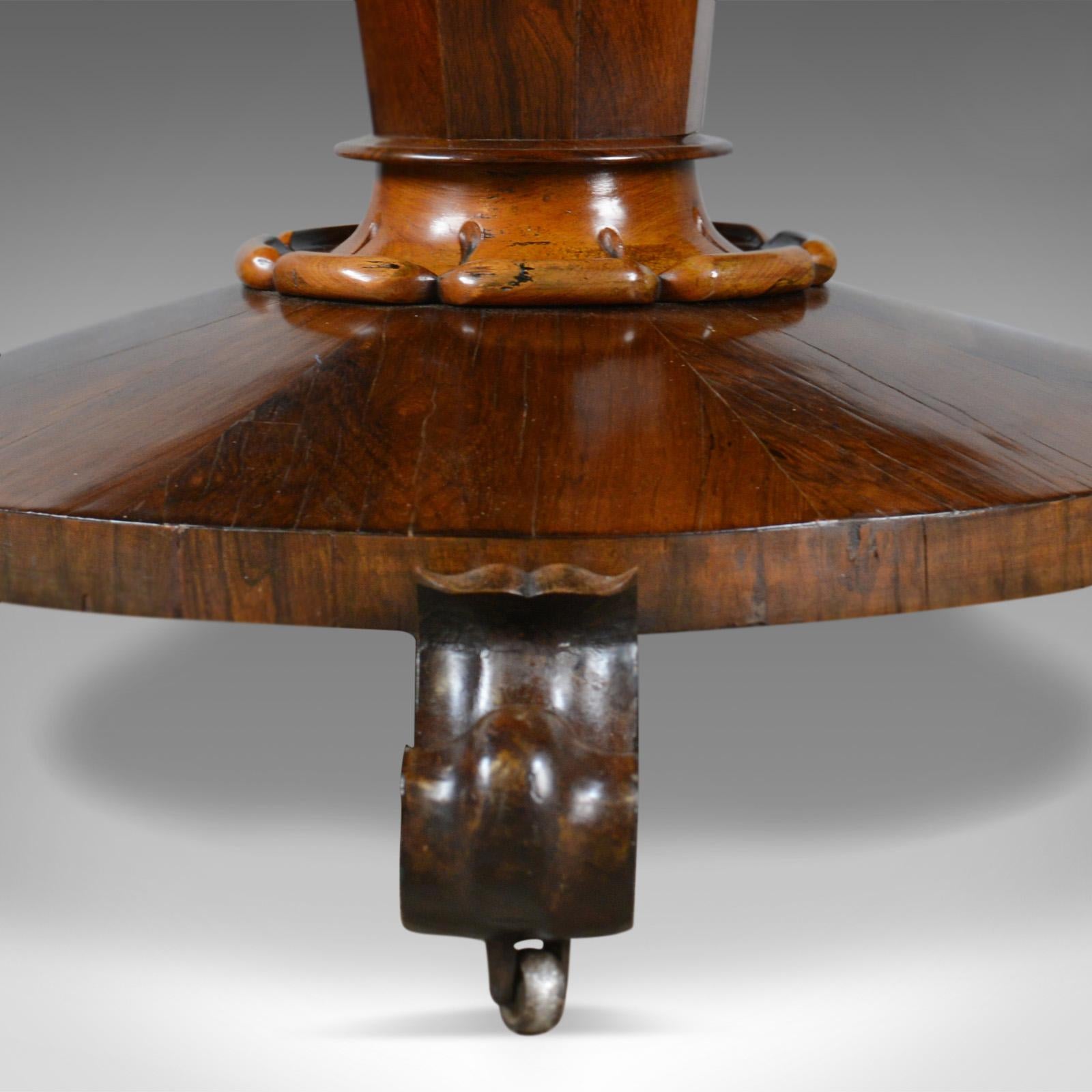 William IV Antique Breakfast Table English, Rosewood Tilt Top Dining, circa 1835 1
