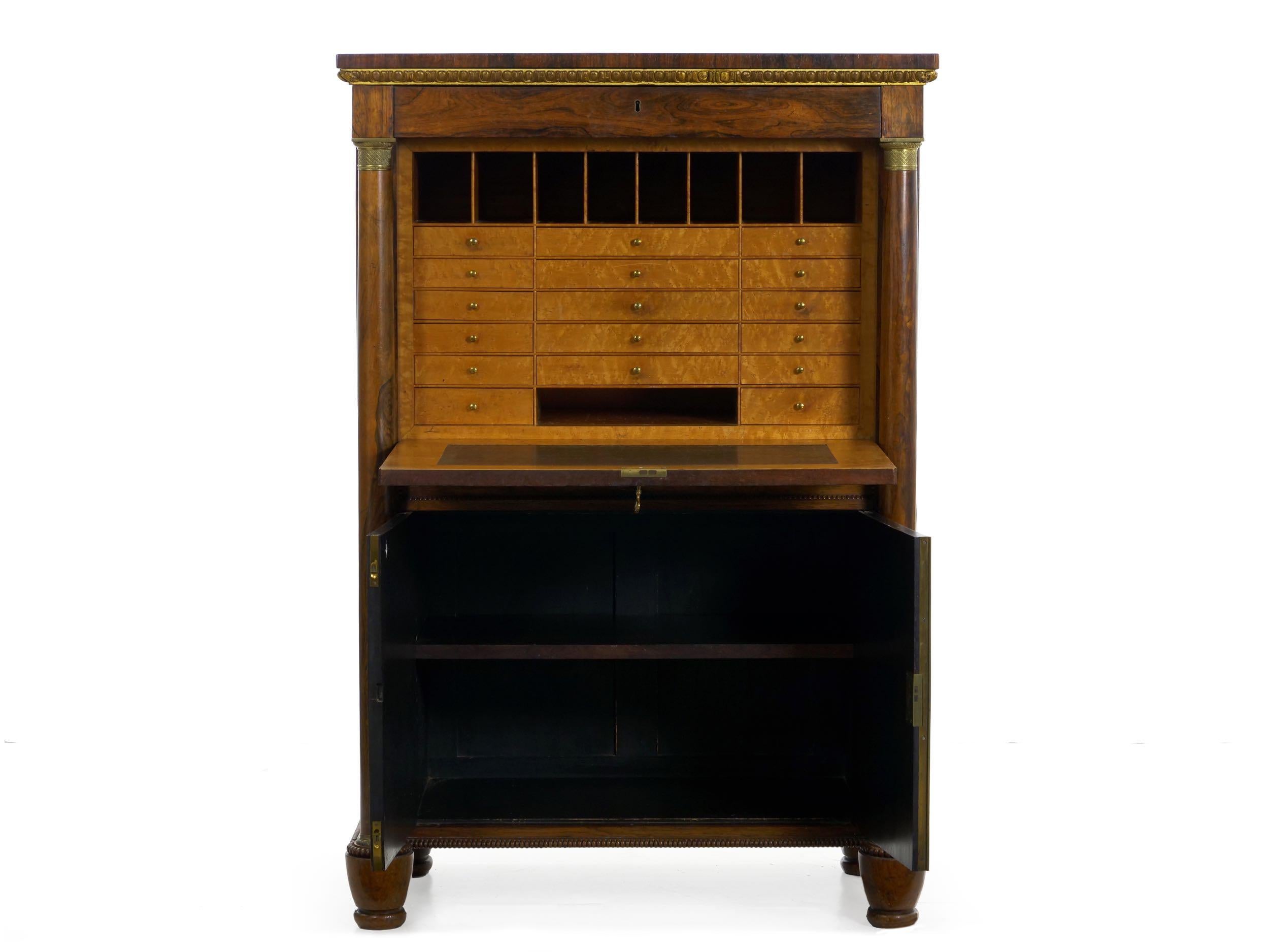 19th Century William IV Antique Rosewood Writing Desk Secrétaire á Abattant, English