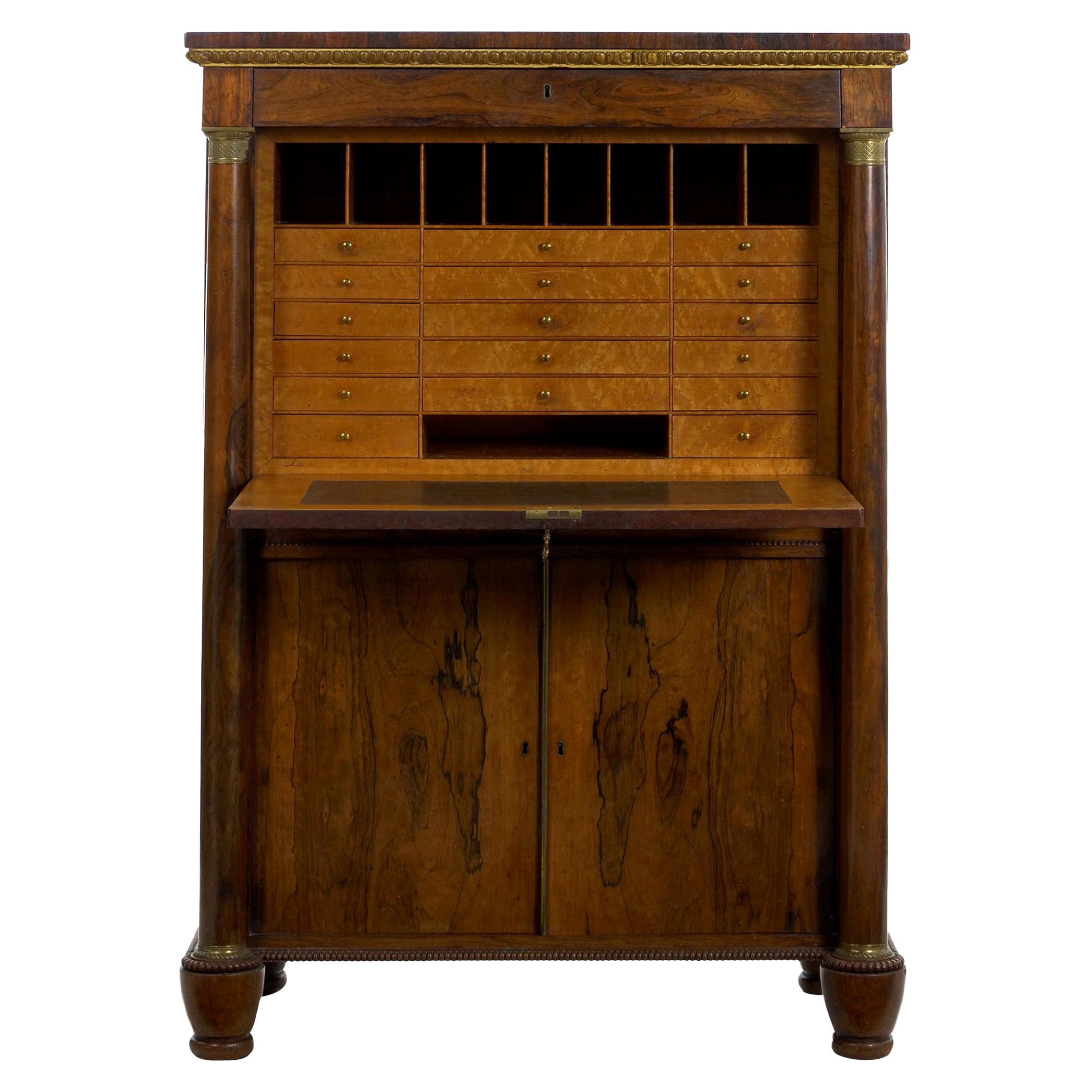 William IV Antique Rosewood Writing Desk Secrétaire á Abattant, English