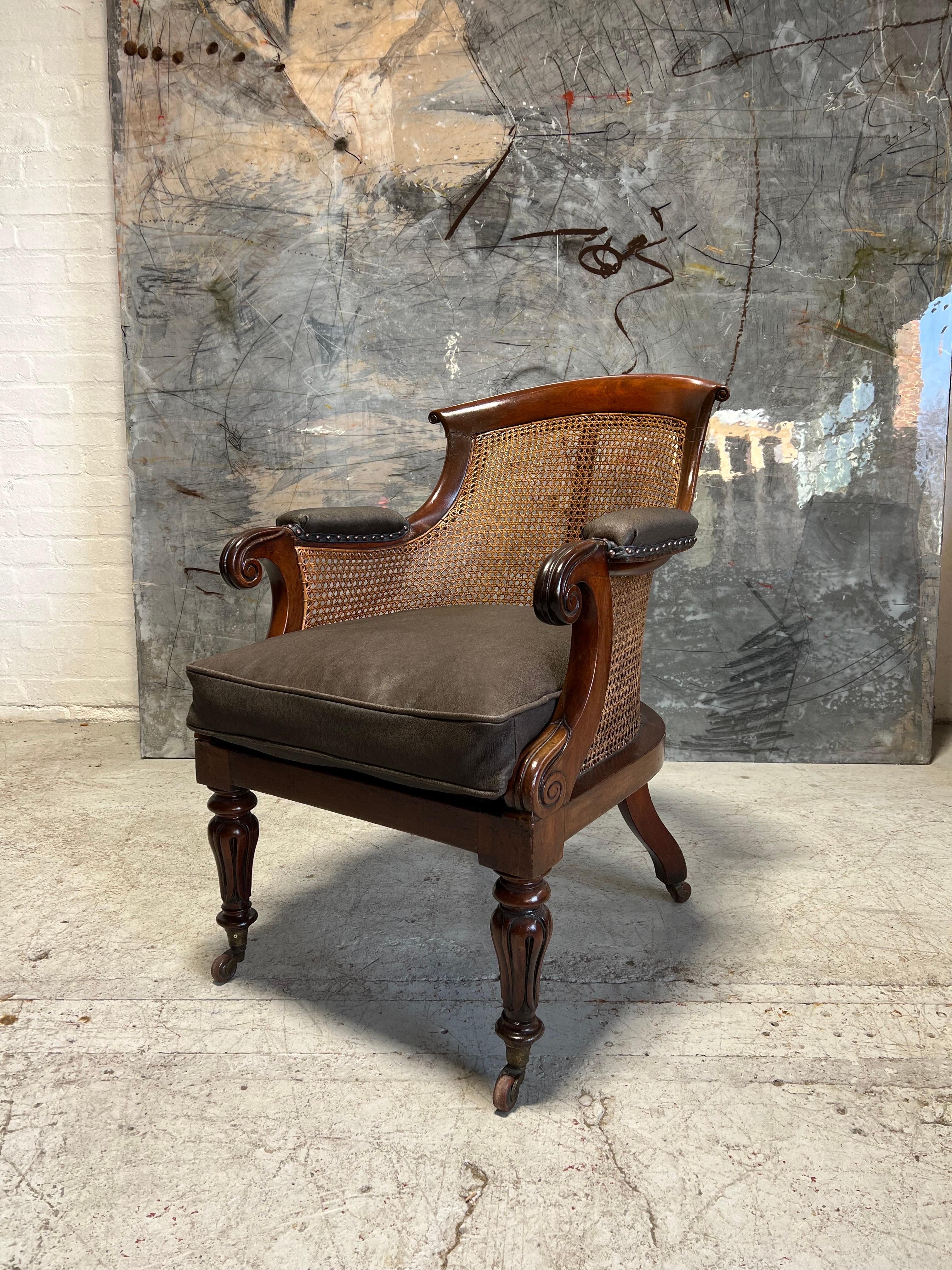 British William IV Bergere finished with Goat Skin Leather For Sale