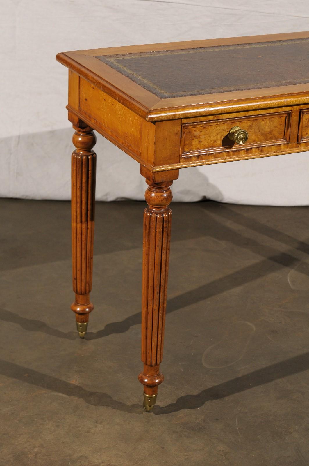 William IV Bird's-Eye Maple Writing Table Desk with Leather Top, circa 1840s 1