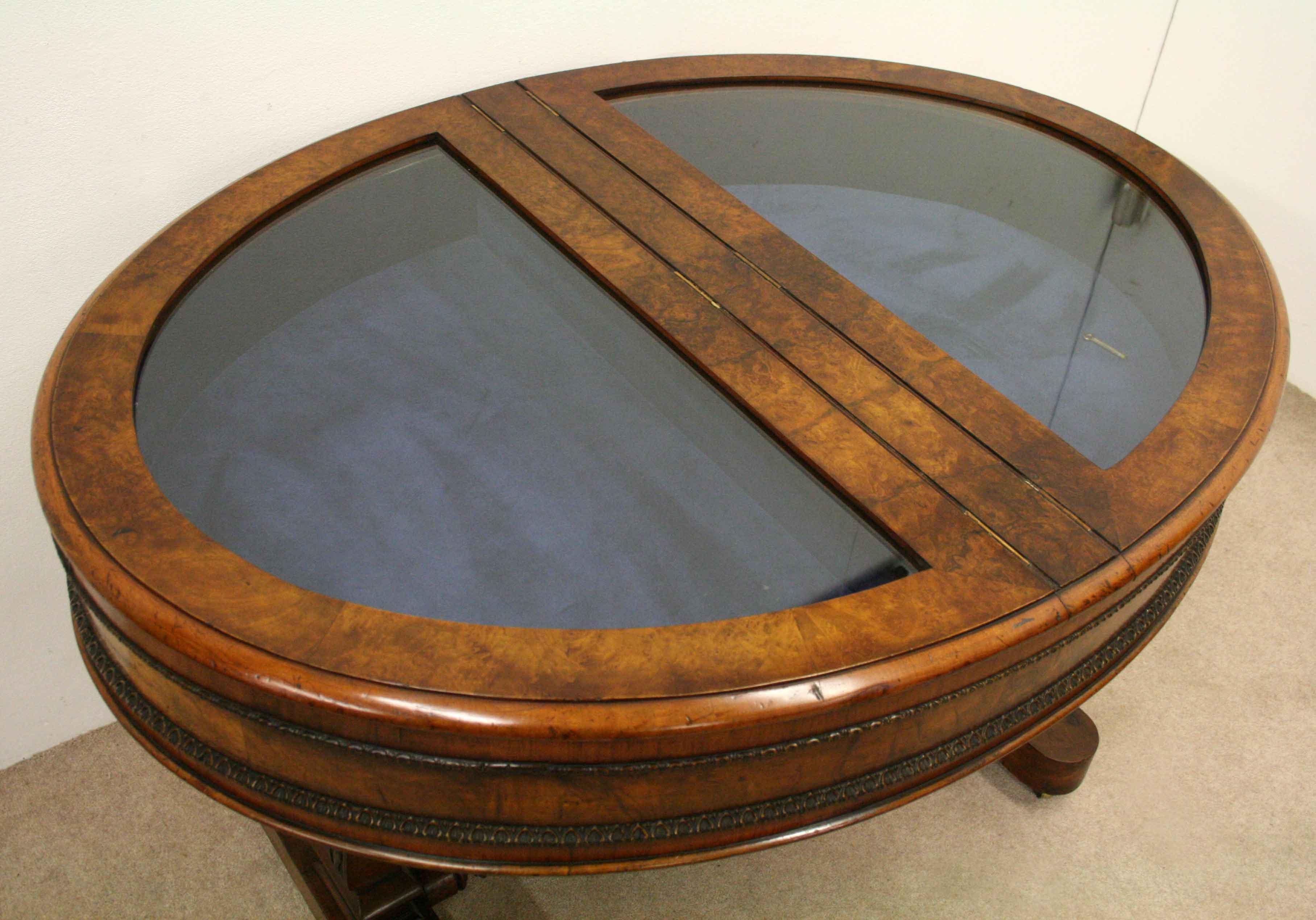 19th Century William IV Burr Walnut Display Table or Bijouterie Table For Sale