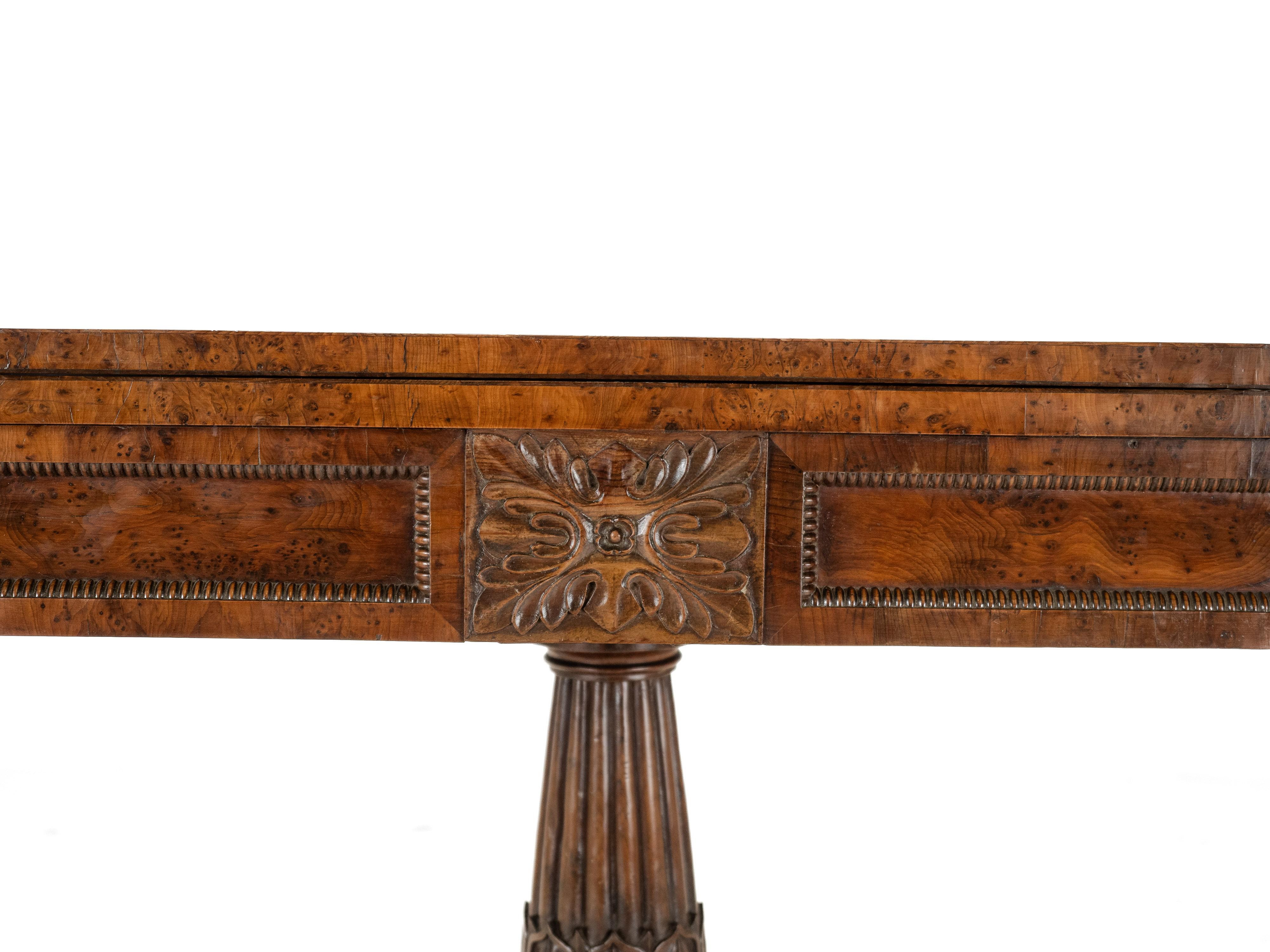 William IV Burr Yew Wood Card Table with Carved Lion Paw Base, c.1830 (Scottish) For Sale 9